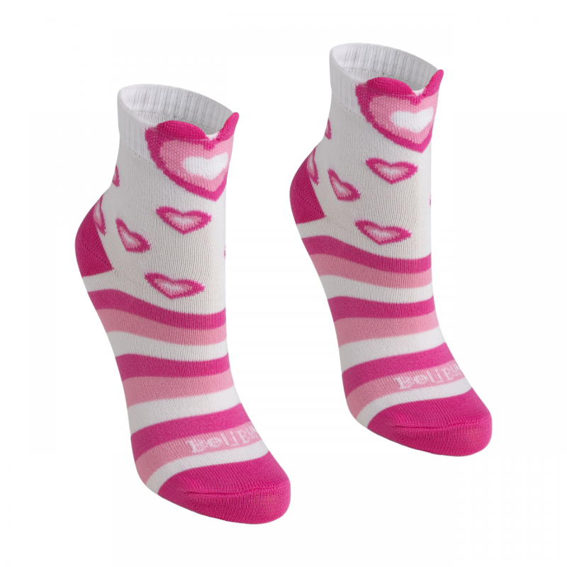 Meia Cano médio Branca/Coração/Listra BeliBum