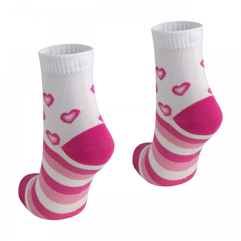 Meia Cano médio Branca/Coração/Listra BeliBum