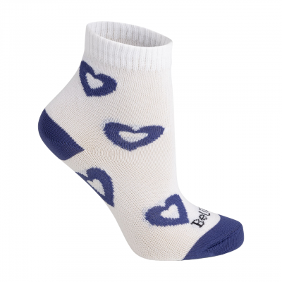 Meia Cano médio Branca/Coração Azul BeliBum