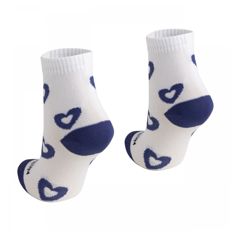 Meia Cano médio Branca/Coração Azul BeliBum