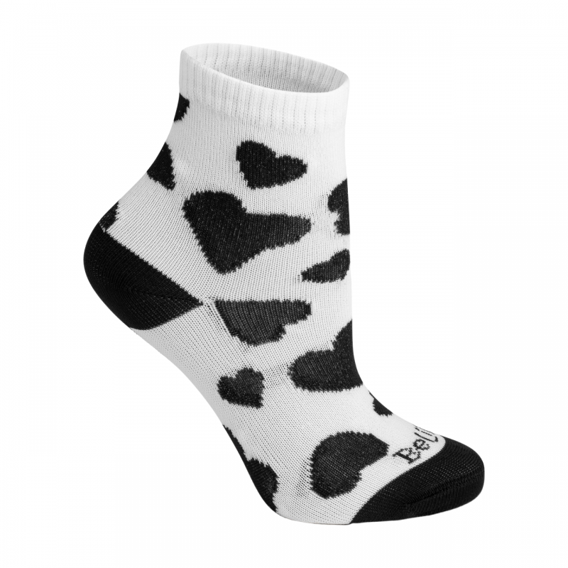 Meia Cano médio Branca/Coração Preto BeliBum