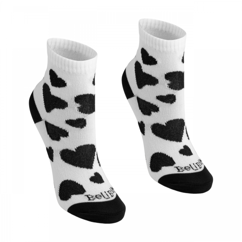 Meia Cano médio Branca/Coração Preto BeliBum
