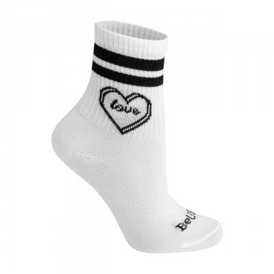 Meia Cano Medio Branca/Love Preta BeliBum