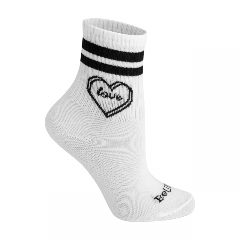 Meia Cano Medio Branca/Love Preta BeliBum