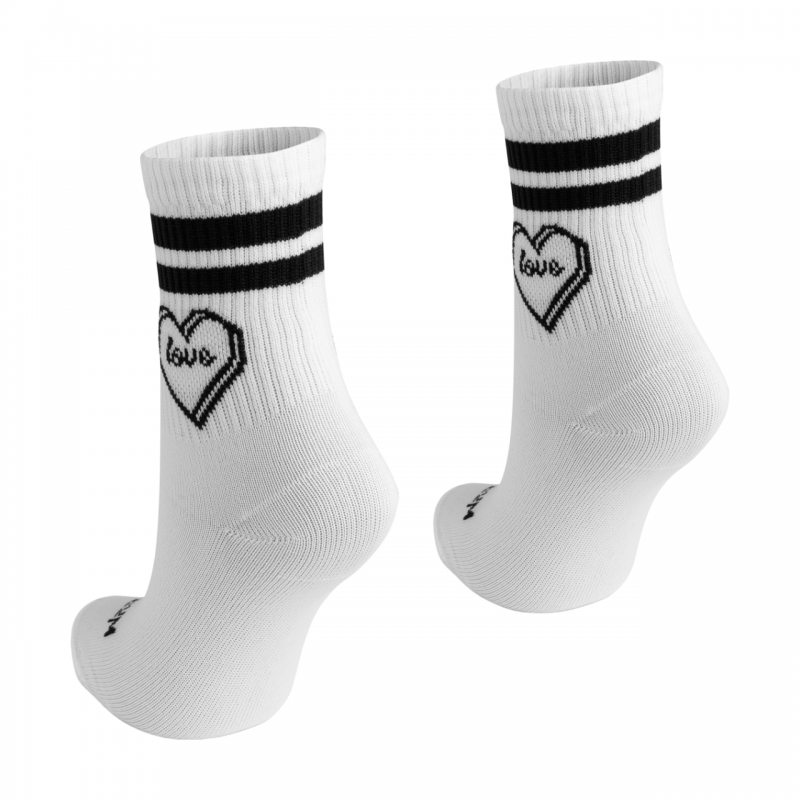 Meia Cano Medio Branca/Love Preta BeliBum