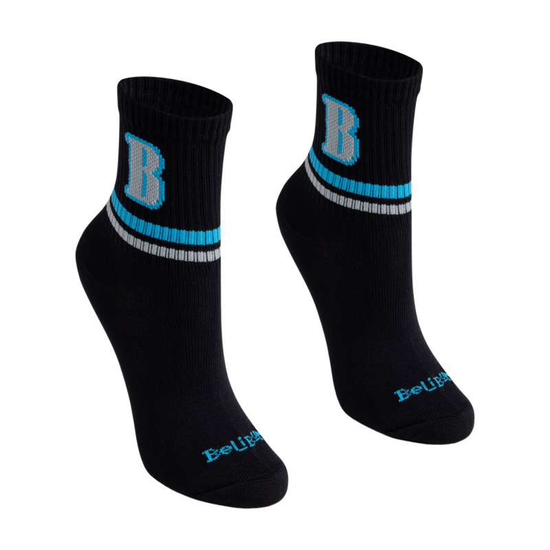 Meia Cano Medio Preta/Azul/B BeliBum