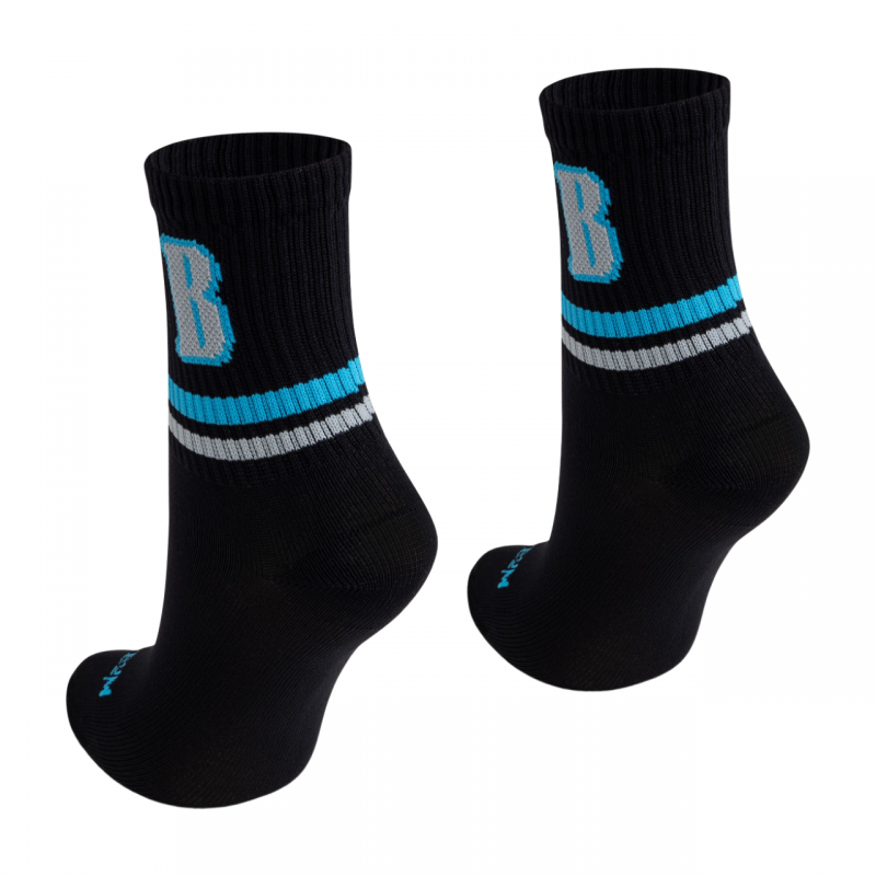 Meia Cano Medio Preta/Azul/B BeliBum