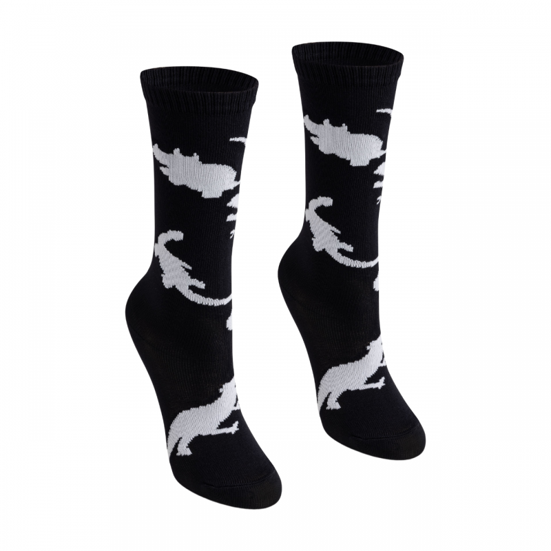 Meia 3/4 Preta/Branca/Dinossauros BeliBum