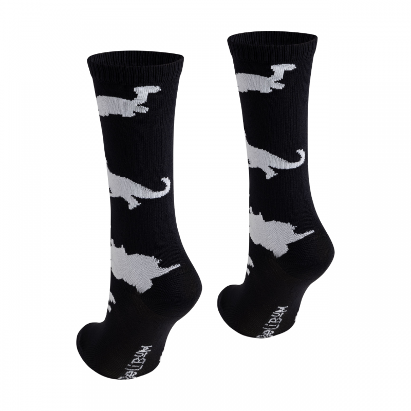 Meia 3/4 Preta/Branca/Dinossauros BeliBum