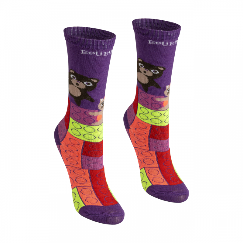 Meia 3/4 Roxa/Lego/Gatos BeliBum