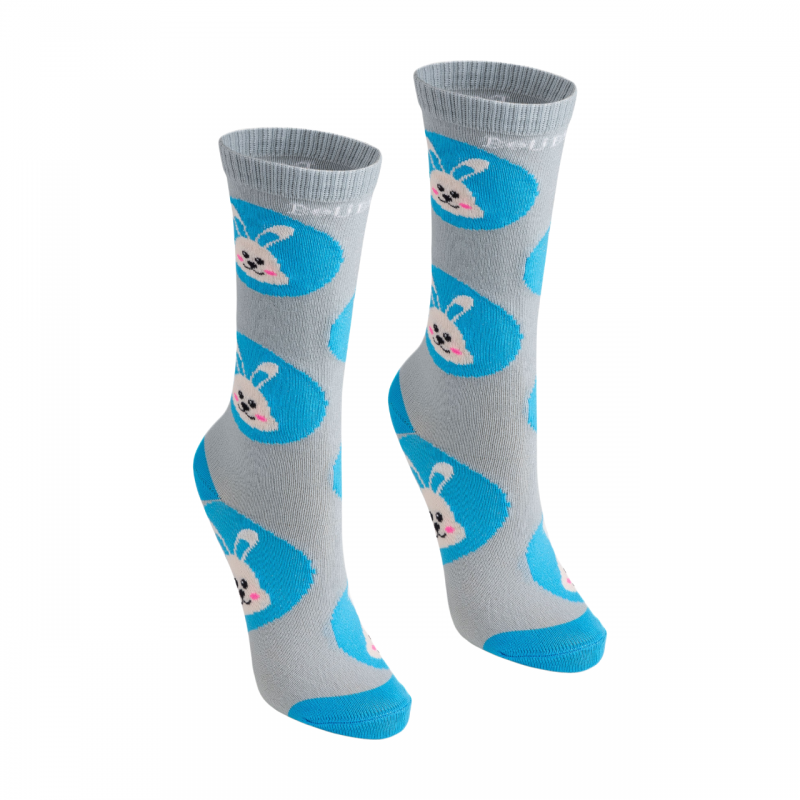 Meia 3/4 Azul/Cinza/Coelho BeliBum