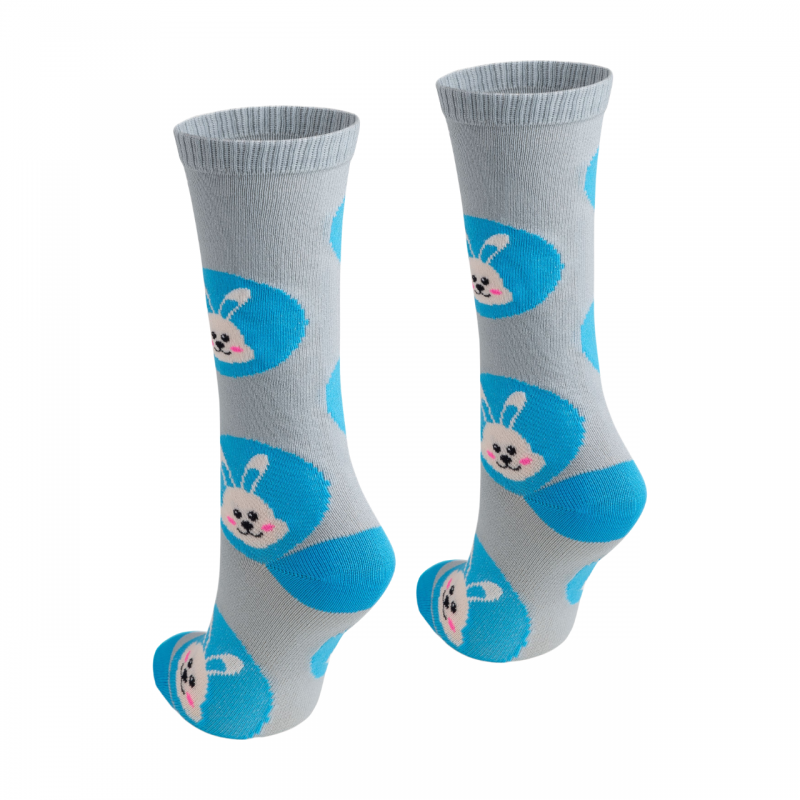 Meia 3/4 Azul/Cinza/Coelho BeliBum