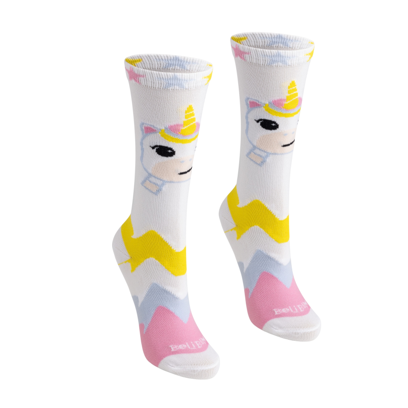 Meia 3/4 Branca/Unicórnio BeliBum