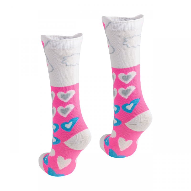 Meia 3/4 Branca/Rosa/Coelho/Corações BeliBum