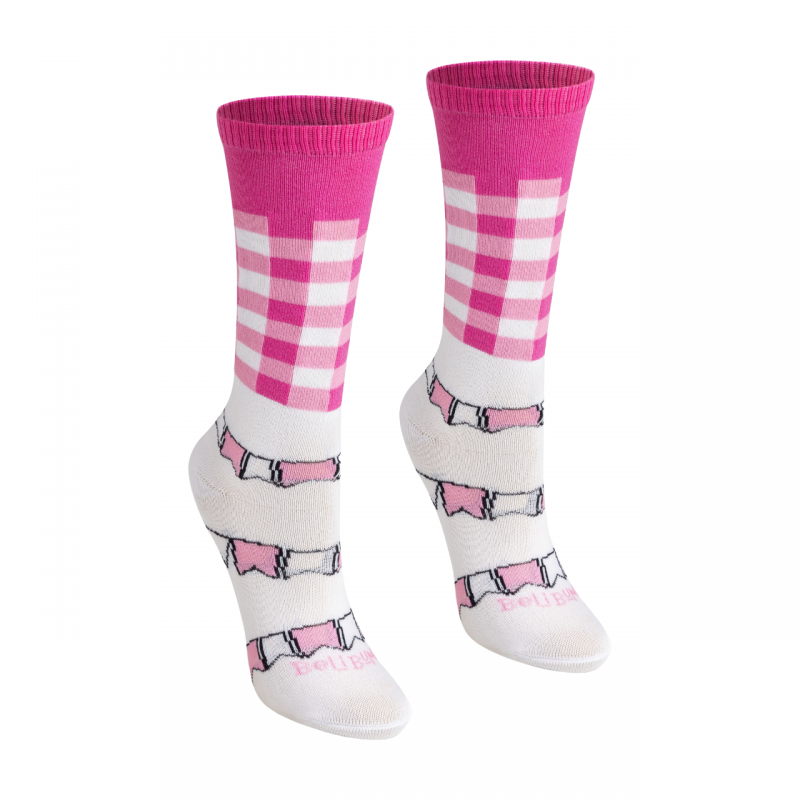 Meia 3/4 Rosa/Bandeiras Juninas BeliBum