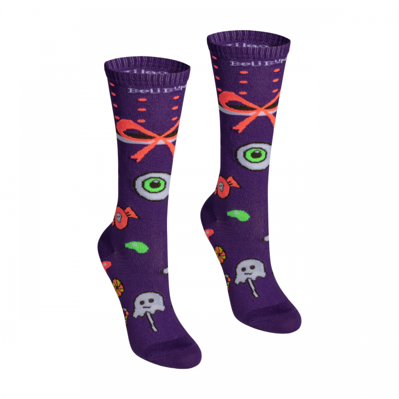 Meia 3/4 Halloween/Roxa/Doces BeliBum